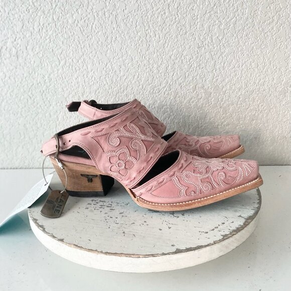 Lane Robin Mule Pink Cowboy Boots Womens 7.5 Cowgirl Western Leather Short Ankle - Picture 2 of 11